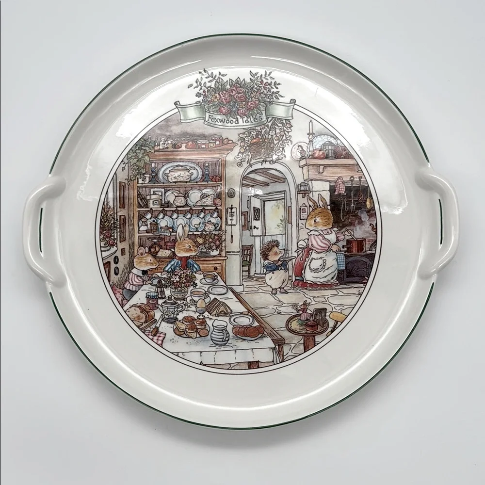 Vintage Villeroy & Boch Foxwood Tales Handled Cake Plate